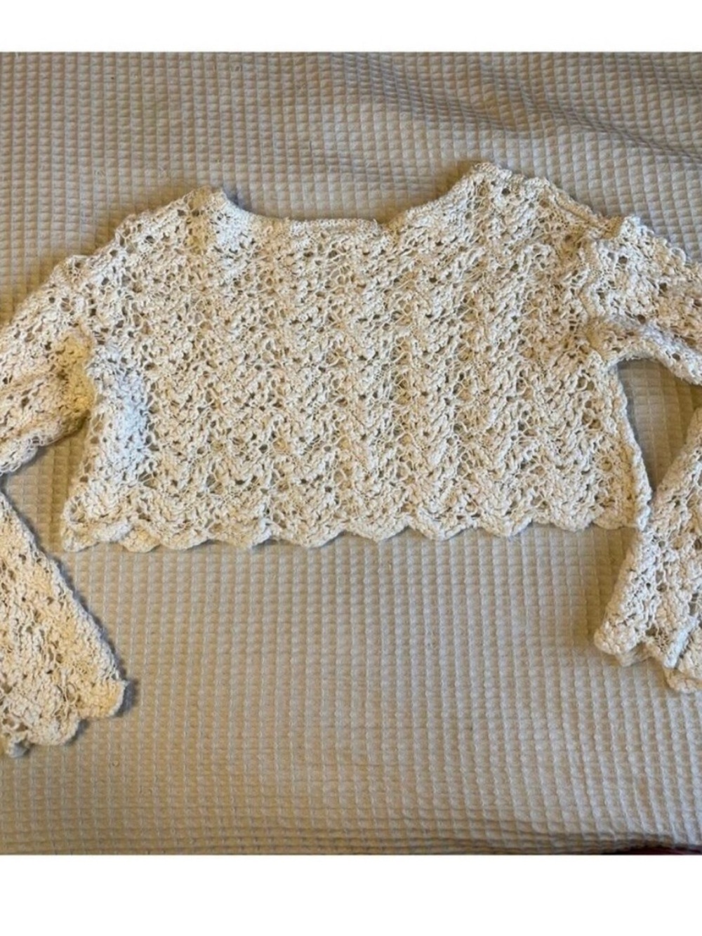 Free People Ivory Crochet Open-Knit Top